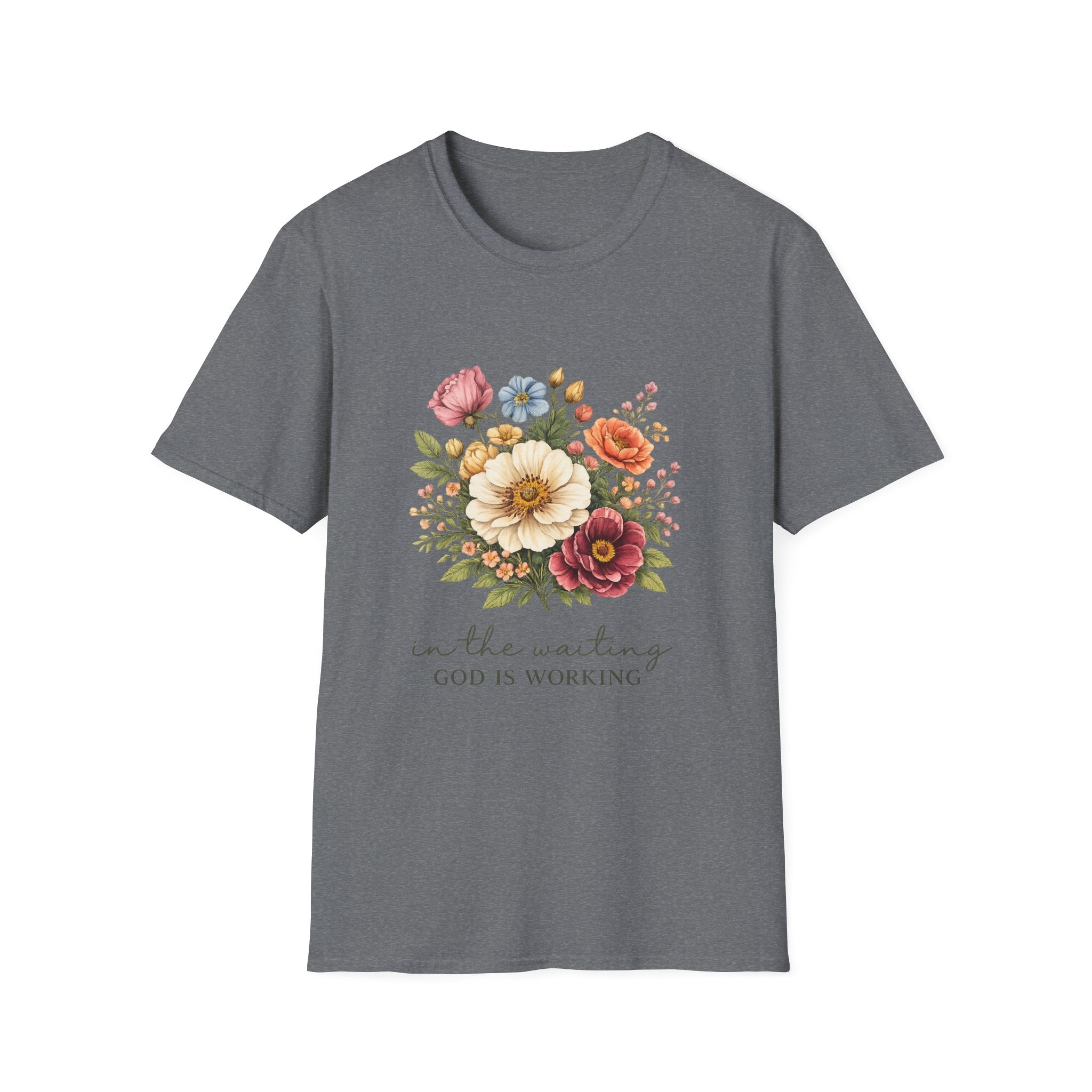 Floral 'In the Waiting God is Working' T-Shirt