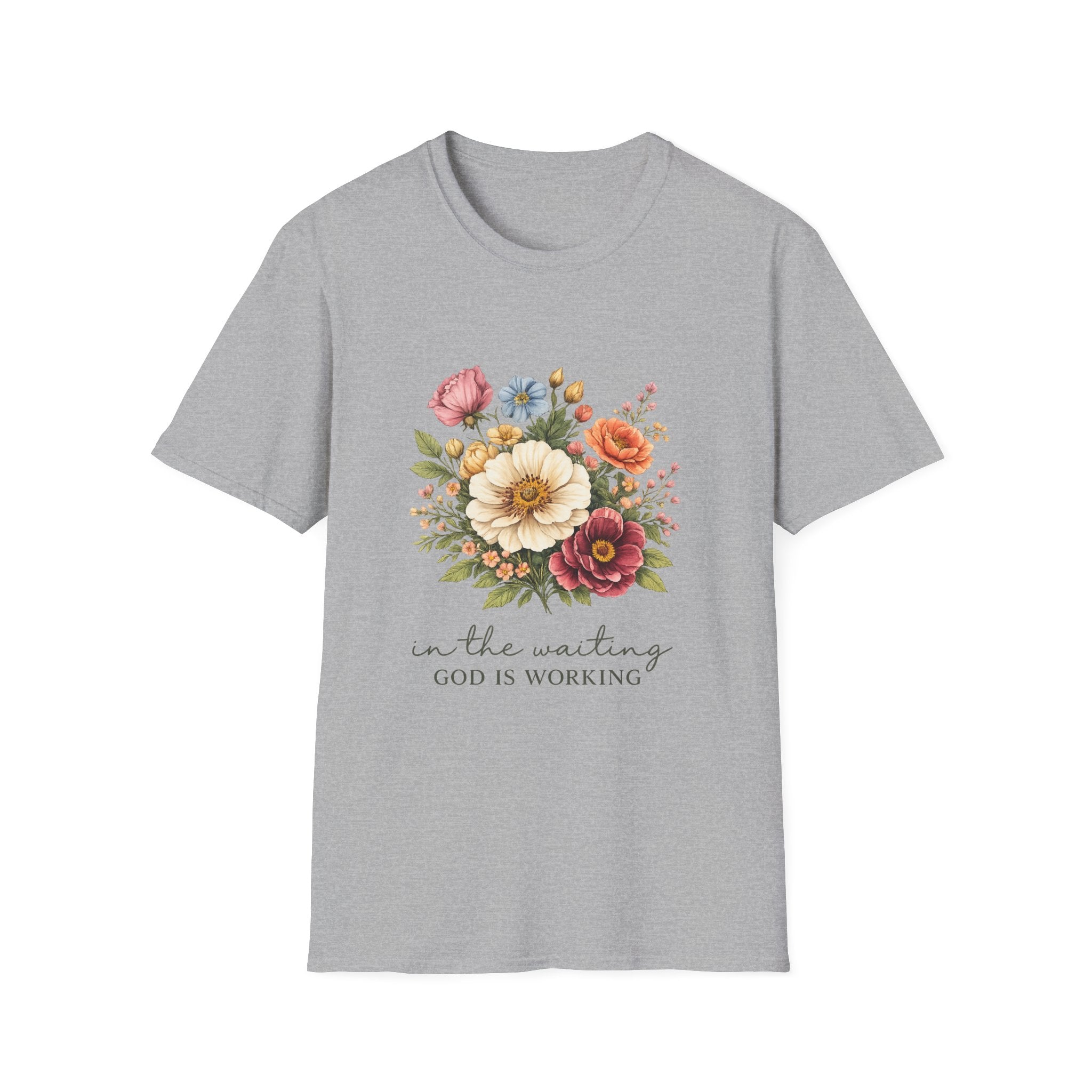 Floral 'In the Waiting God is Working' T-Shirt