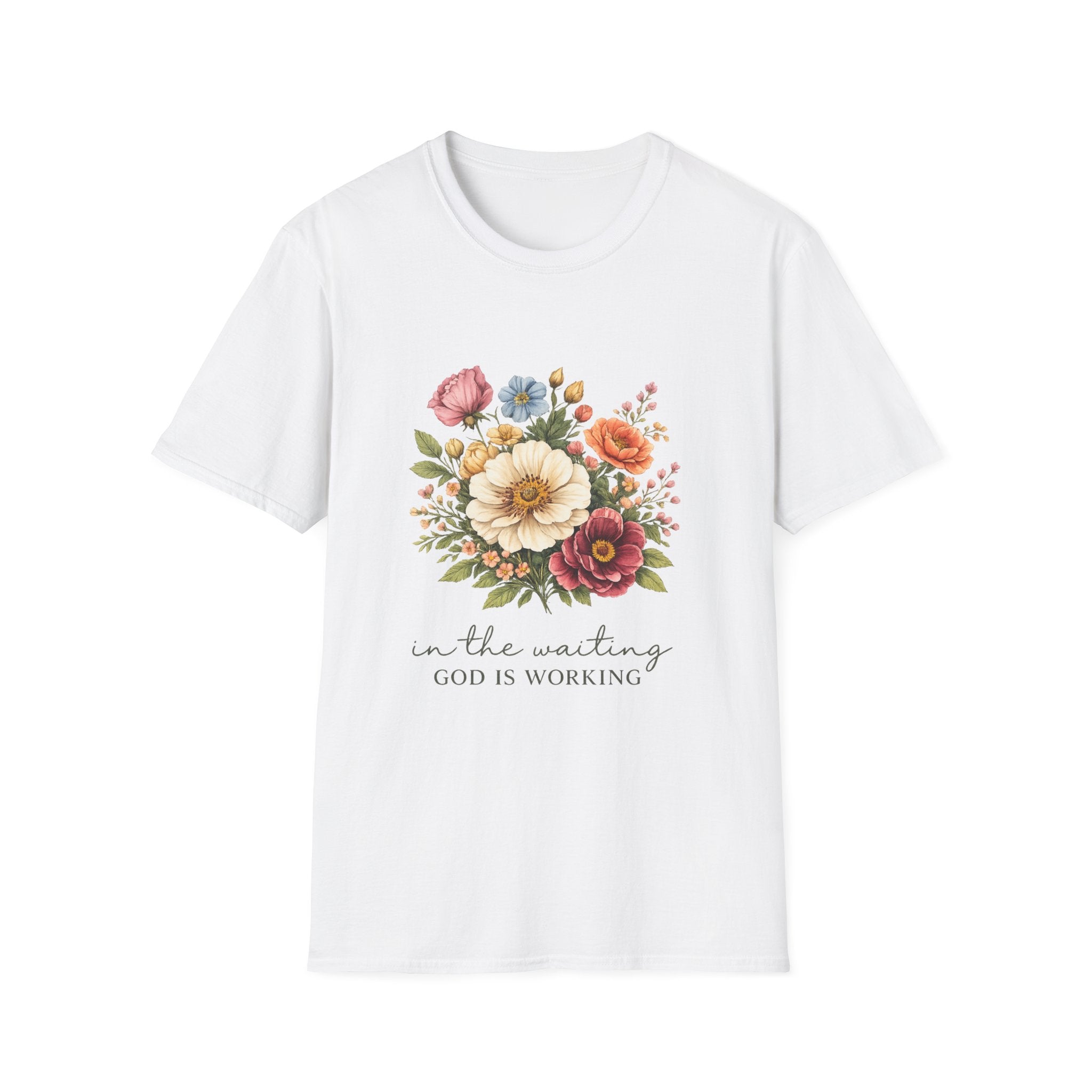 Floral 'In the Waiting God is Working' T-Shirt