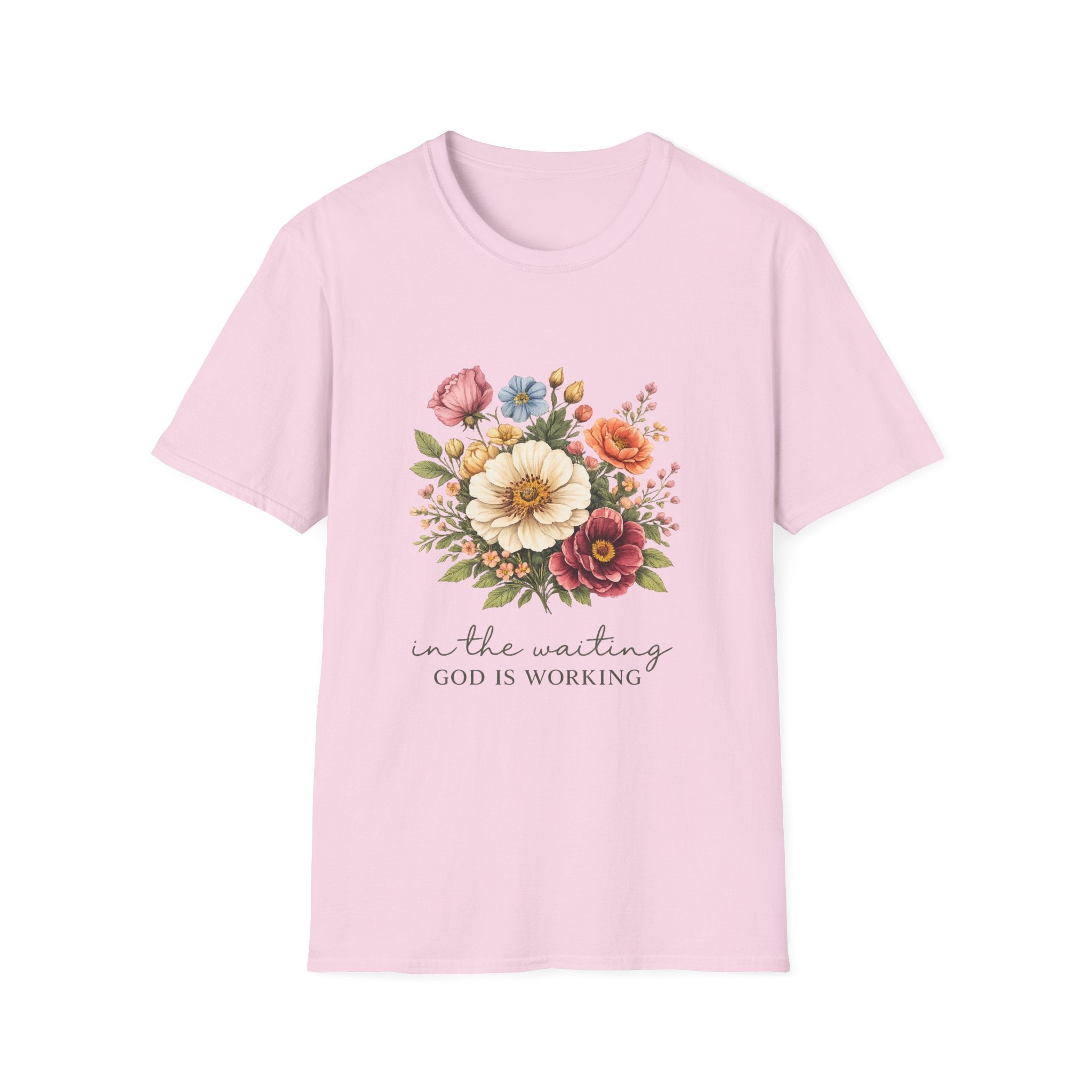 Floral 'In the Waiting God is Working' T-Shirt