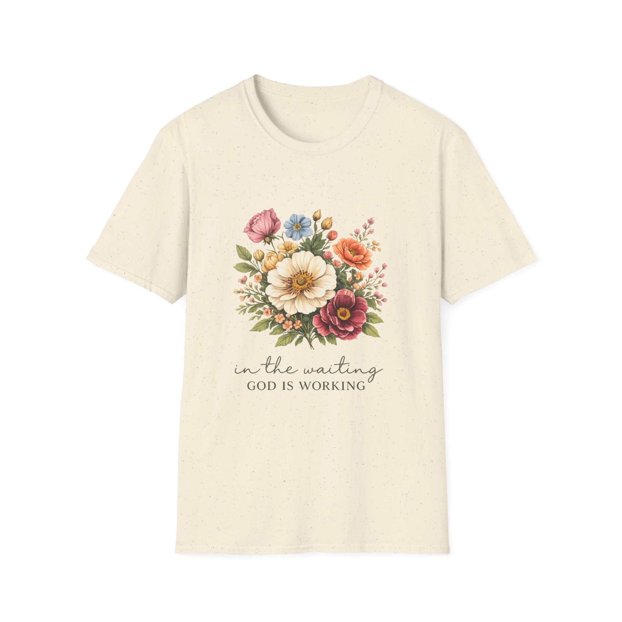 Floral 'In the Waiting God is Working' T-Shirt