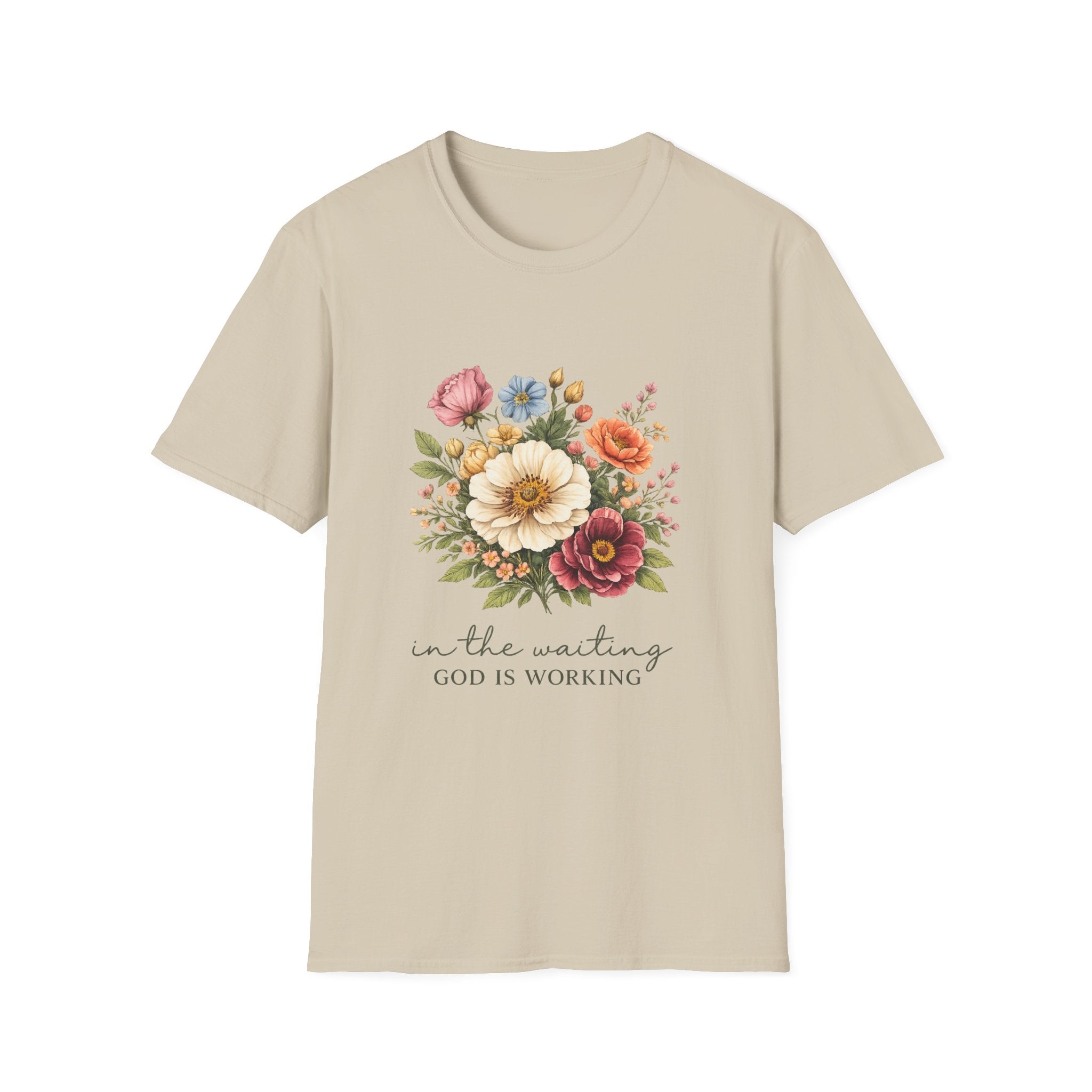 Floral 'In the Waiting God is Working' T-Shirt