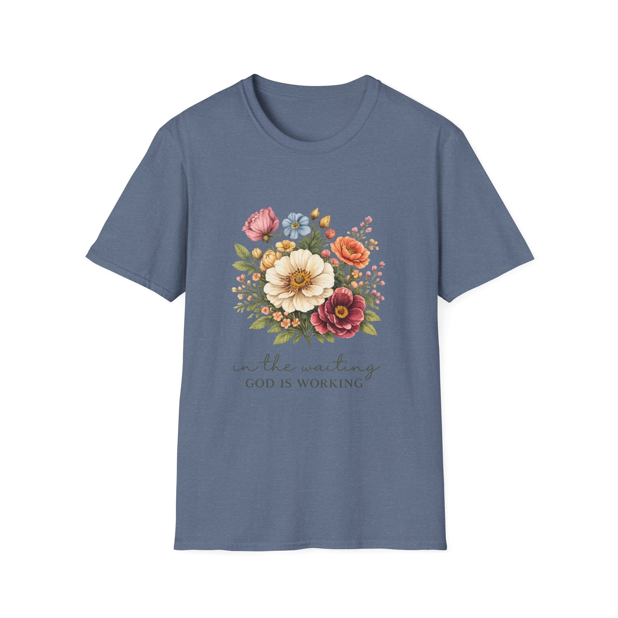 Floral 'In the Waiting God is Working' T-Shirt