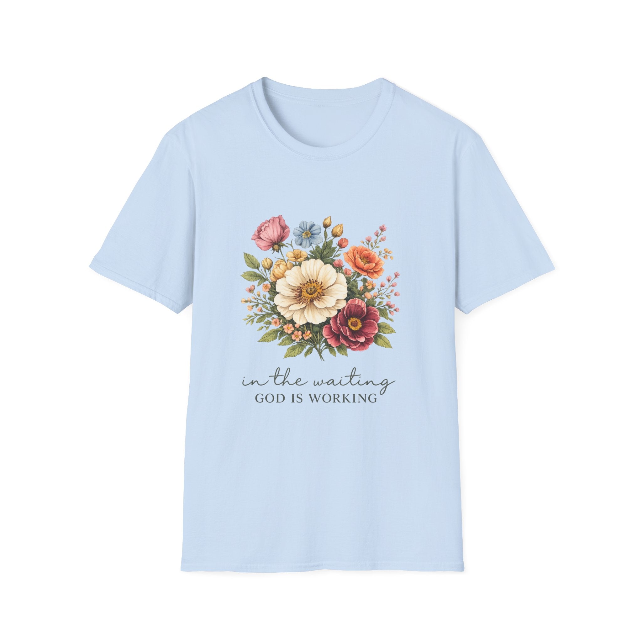Floral 'In the Waiting God is Working' T-Shirt